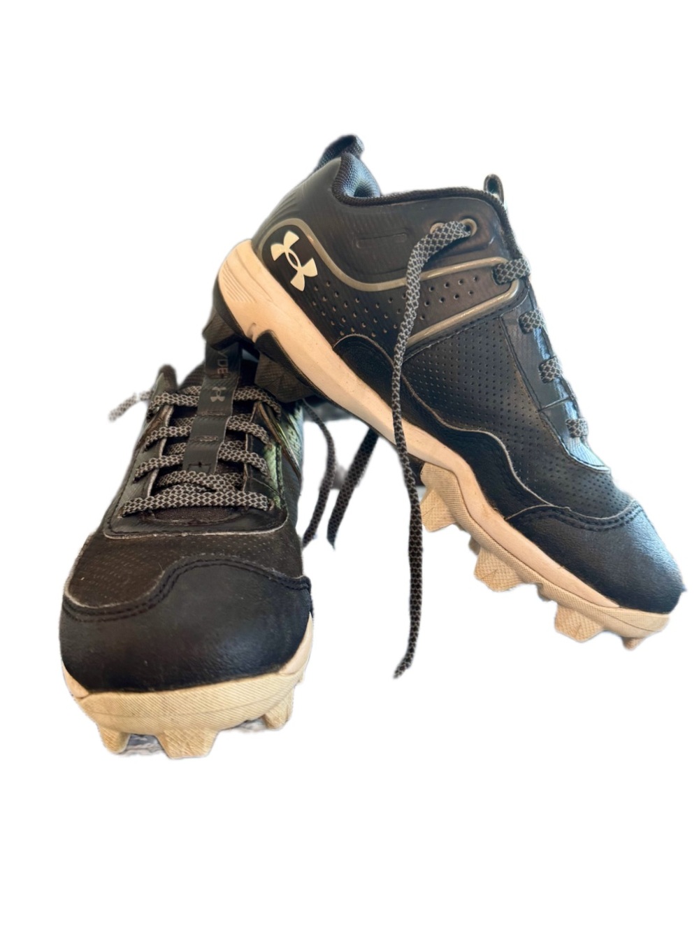 Under Armour Black and White Athletic Shoes with Rugged Design Kids 1